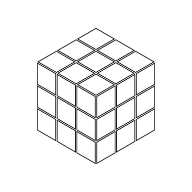 Küp bulmacası. Küp bulmaca oyunu. 3d kare blok oyunu. Beyaz arka planda izole edilmiş oyuncak satırı simgesi. Beyin için sihirli blok. Zihin için özet grafik nesne çözüldü. Vektör.