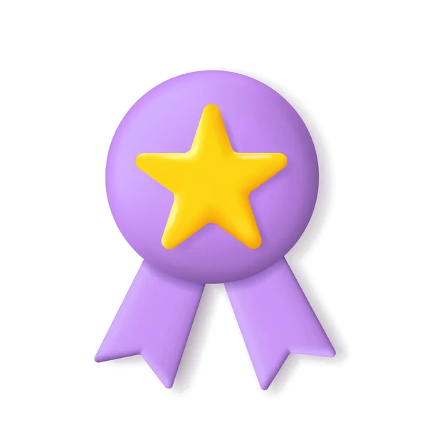 Medaile Ikona Odznaku Pro Kvalitu Ocenění Záruku Medaile Hvězdičkou Stuhou — Stockový vektor