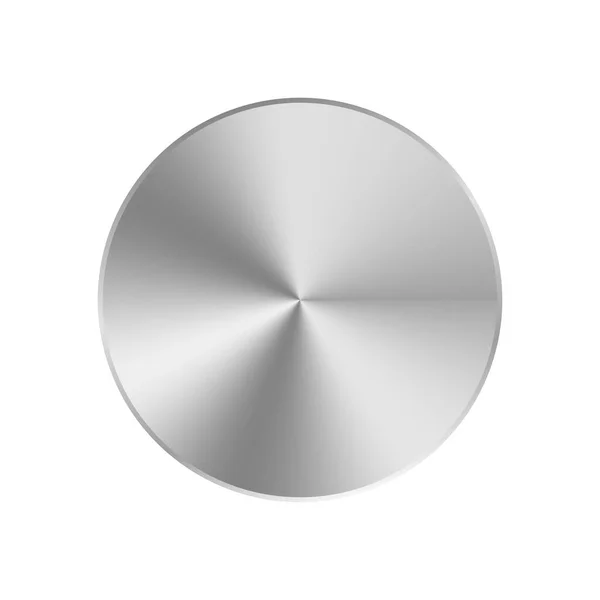 Metallkreis Stahlstruktur Radial Silberner Knopf Kreisförmiger Steigungskreis Kreisförmiges Aluminiumabzeichen Chrom — Stockvektor