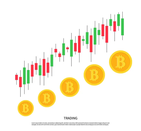 Crypto Currency Investment Graph Trading Increase Growth Bitcoin Candle Chart — Stock vektor