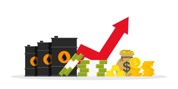 High Oil Price Inflation Crude Barrel Graph Increase Economy Crisis — Stockový vektor