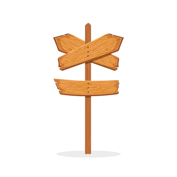 Wooden Sign Wood Arrow Signboard Road Post Cartoon Old Plank — Stockový vektor