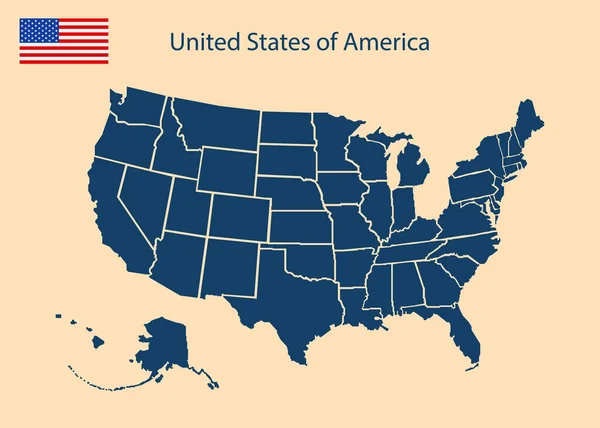 Carte Des États Unis Silhouette Des États Unis Amérique Continent — Image vectorielle