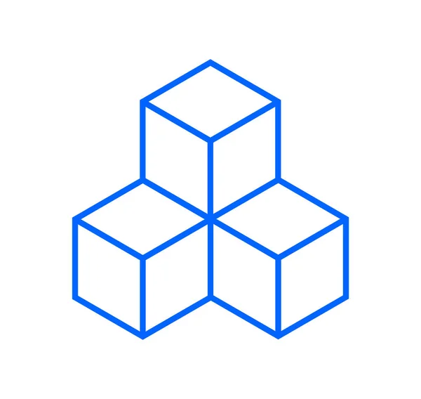 Cube Block Boxes Outline Icon Package Stack Building Delivery Symbol — Vettoriale Stock