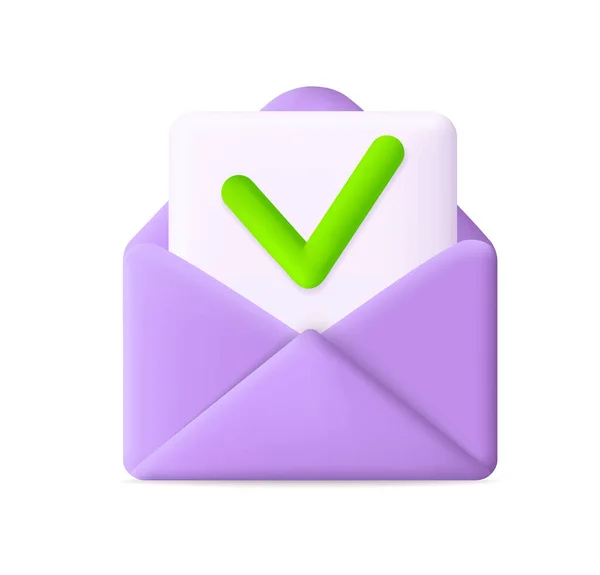 Mail Envelope Icon Done Check Email Message Letter Paper Document — Vector de stock