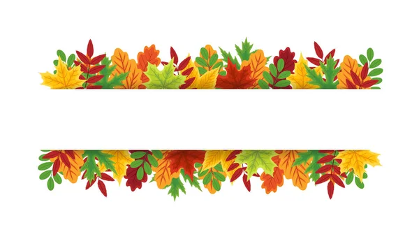Autumn Background Banner Leaves Border Frame Leaf White Background Garland — Wektor stockowy