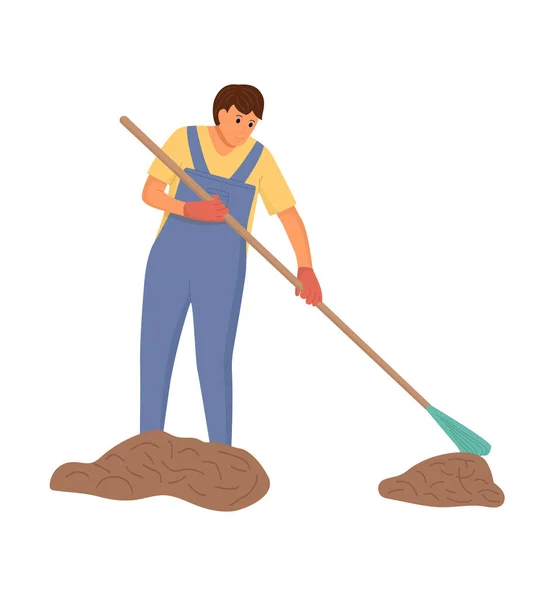 Pria Yang Membersihkan Rumah Pekerjaan Rumah Untuk Kebersihan Orang Tersenyum - Stok Vektor