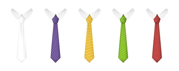 Krawatte Zum Hemd Krawatte Mit Kragen Realistische Reihe Von Mode — Stockvektor
