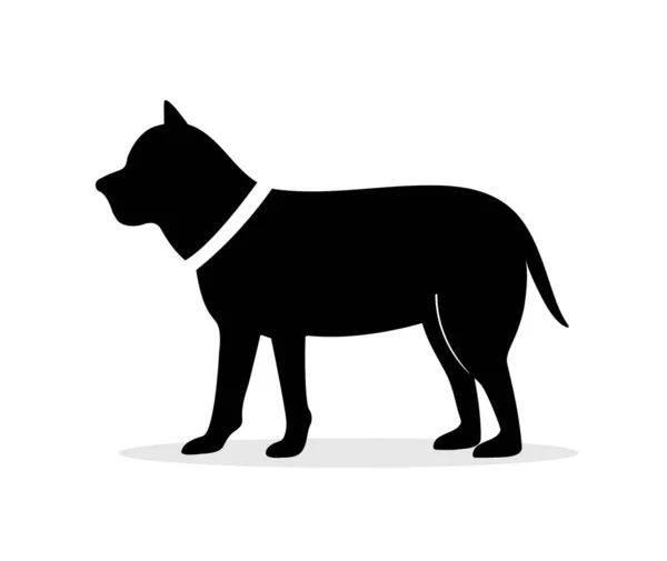 Psia Sylwetka Bokserskie Zwierzę Czarny Pies Odizolowany Białym Tle Stojąca — Wektor stockowy