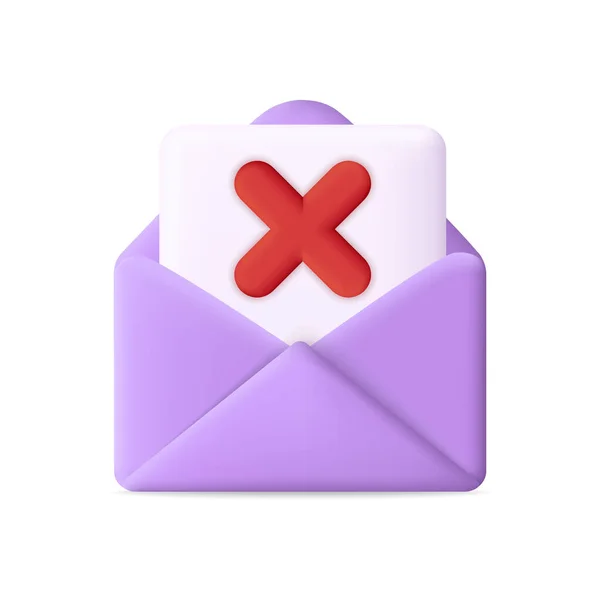 Envelope Com Cruz Ícone Para Cancelar Inscrição Abrir Carta Papel — Vetor de Stock