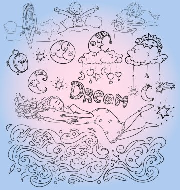 Uyuyan kadını dreaming, kadınları, uyanma kroki