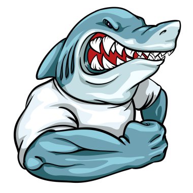 Shark mascot, team logo design clipart