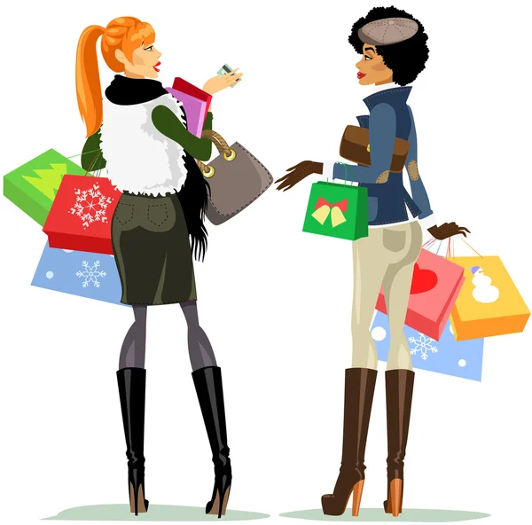 Mulheres de compras — Vetor de Stock