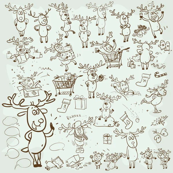 Christmas Reindeer set — Stock Vector