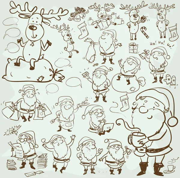 Dibujos animados Santa y Rudolf — Vector de stock