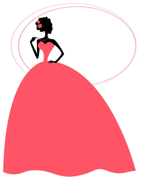 Mujer en traje de noche, tarjeta de invitación — Vector de stock