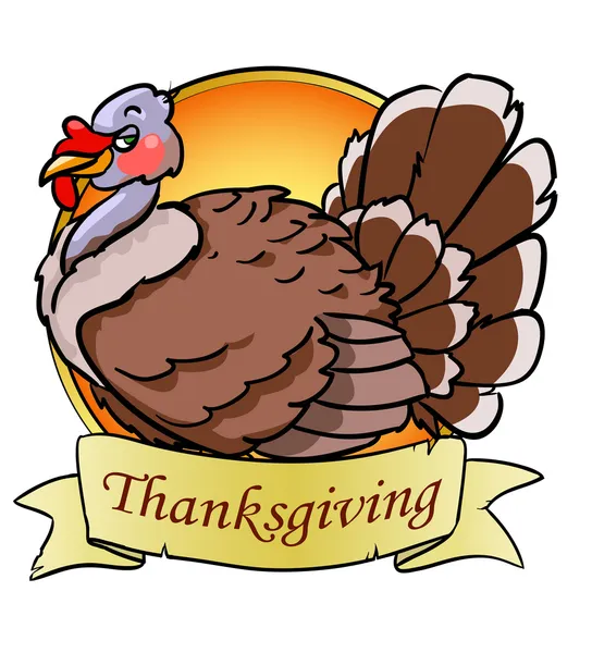 Conception du logo du jour de Thanksgiving, oiseau de dinde — Image vectorielle