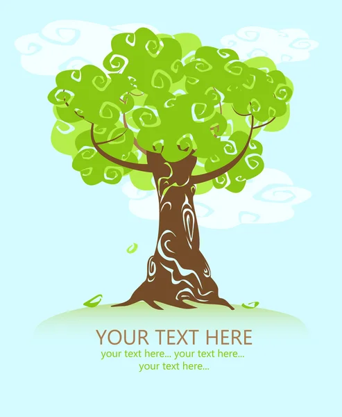 Árbol y espacio para texto — Vector de stock