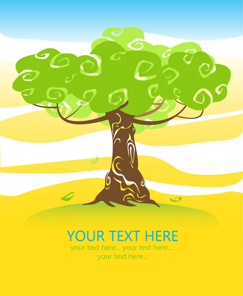 Árbol y espacio para texto — Vector de stock