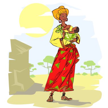Bebek ile Afrikalı kadın