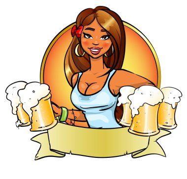Girl with beer clipart