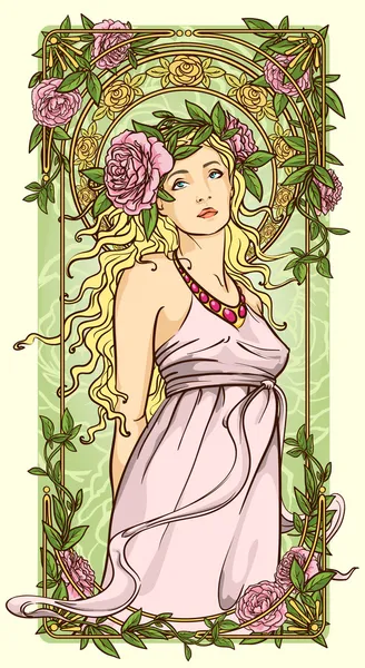 çiçek sınır art nouveau kadın