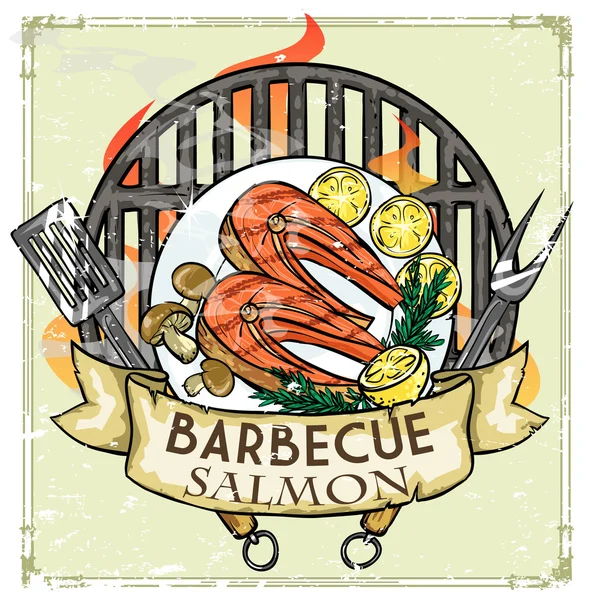 BBQ grill logotyp — Stock vektor