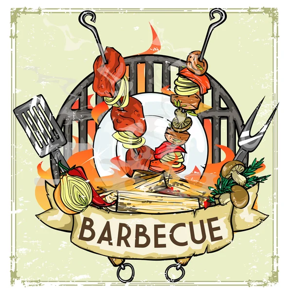 Barbekü Izgara logosu — Stok Vektör