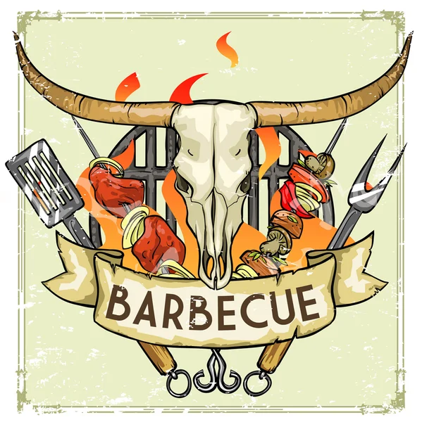 BBQ Grill design do logotipo —  Vetores de Stock