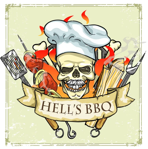 BBQ-grill logo ontwerp — Stockvector