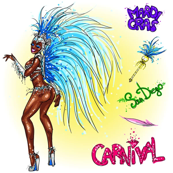 Dançarina de carnaval — Vetor de Stock