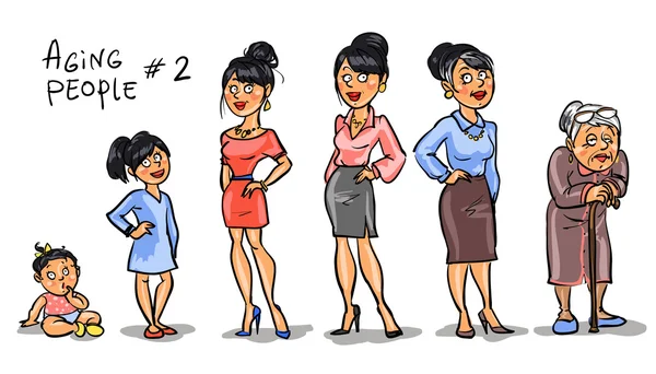 Mujeres a diferentes edades — Vector de stock