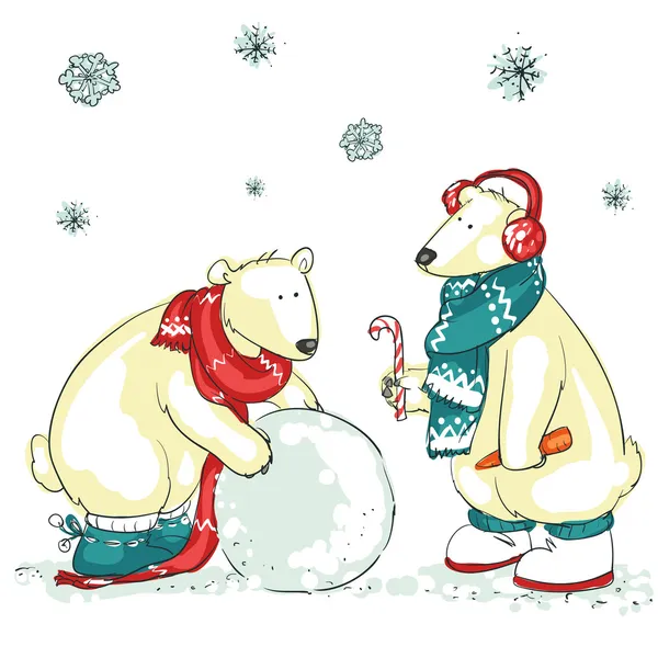 Polar bears, Christmas — Stock Vector