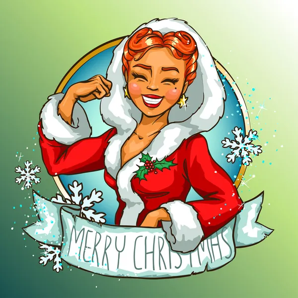 Pin-up fille de Noël — Image vectorielle