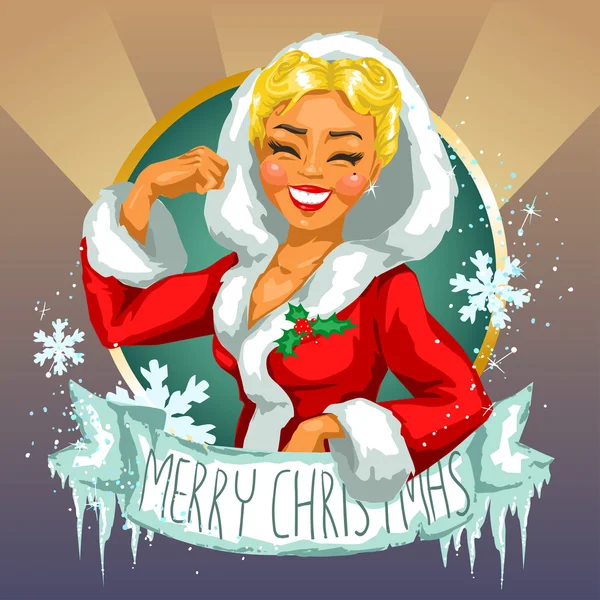 Navidad pin-up chica — Vector de stock