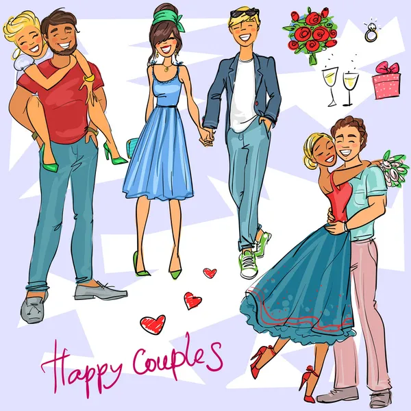 Happy Couples — Stock Vector