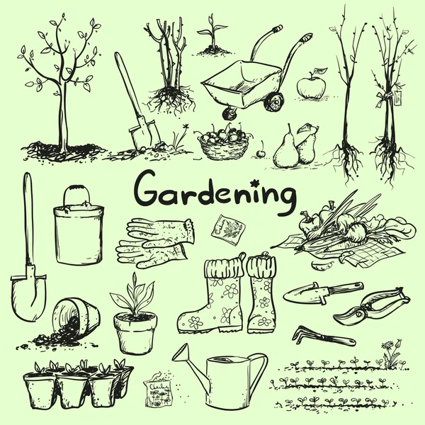 Outils de jardin, Jardinage printanier — Image vectorielle