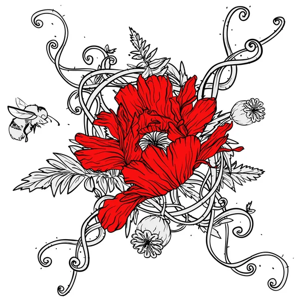 Fleurs de coquelicots — Image vectorielle