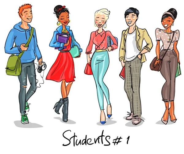 Group of Students — Stock Vector