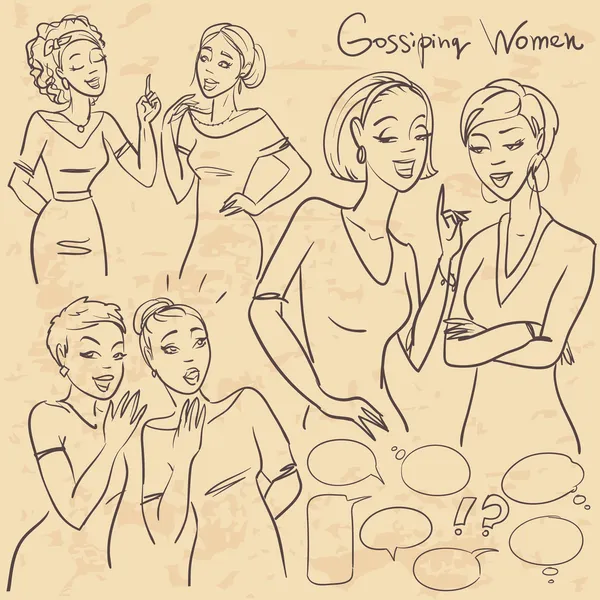 Gossiping girls, chatting women — Stock Vector