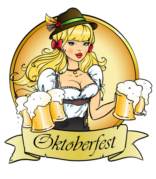 Girl with beer, Oktoberfest logo