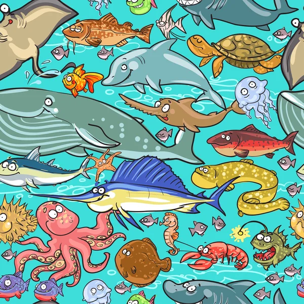 Sea and river animals pattern — Stock Vector