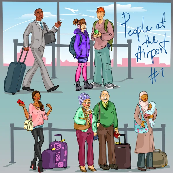 People at Airport — Stock Vector