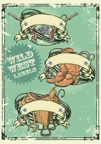 Logotipos de estilo retro Wild West — Archivo Imágenes Vectoriales