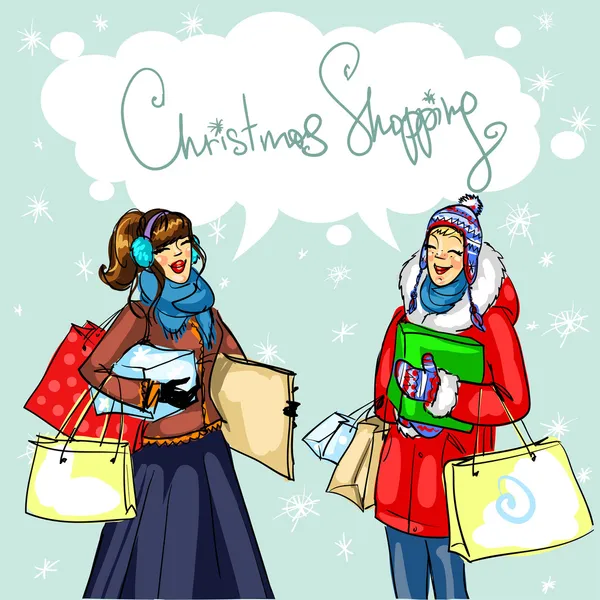 Shopping de Noël — Image vectorielle