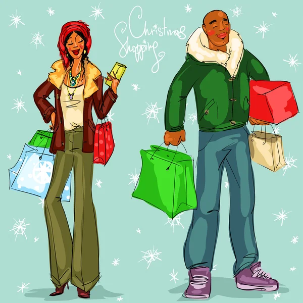 Compras de Navidad — Vector de stock