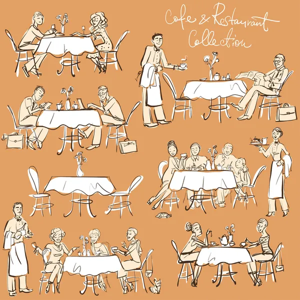 Les gens au café et au restaurant — Image vectorielle