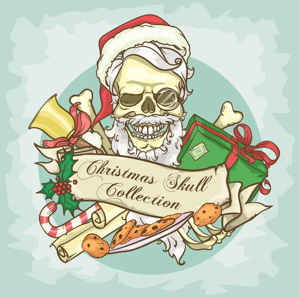 Noel Baba kafatası logosu — Stok Vektör