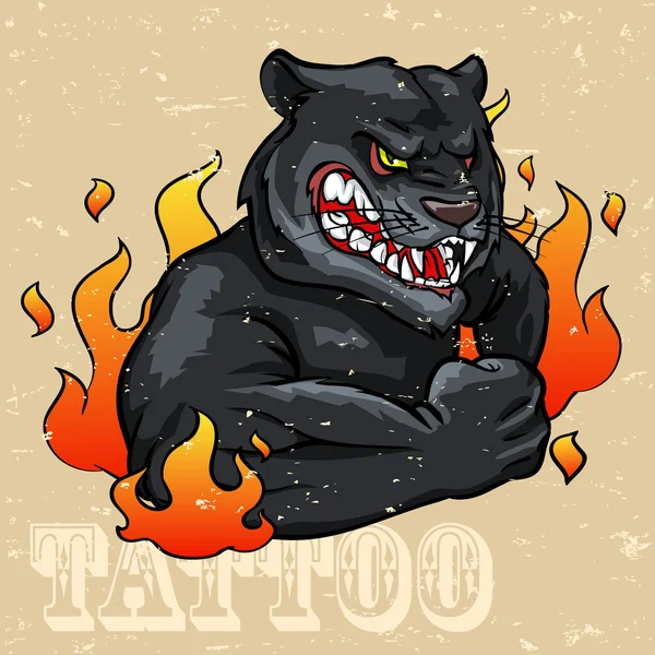 Pantera negra tatuaje — Vector de stock