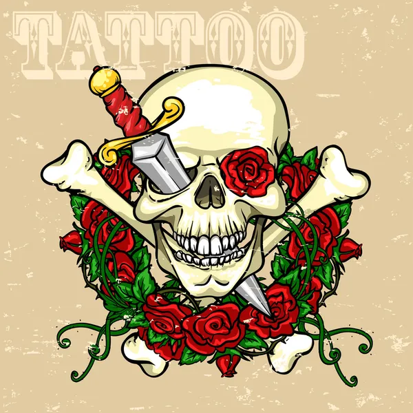 Schedel tattoo — Stockvector